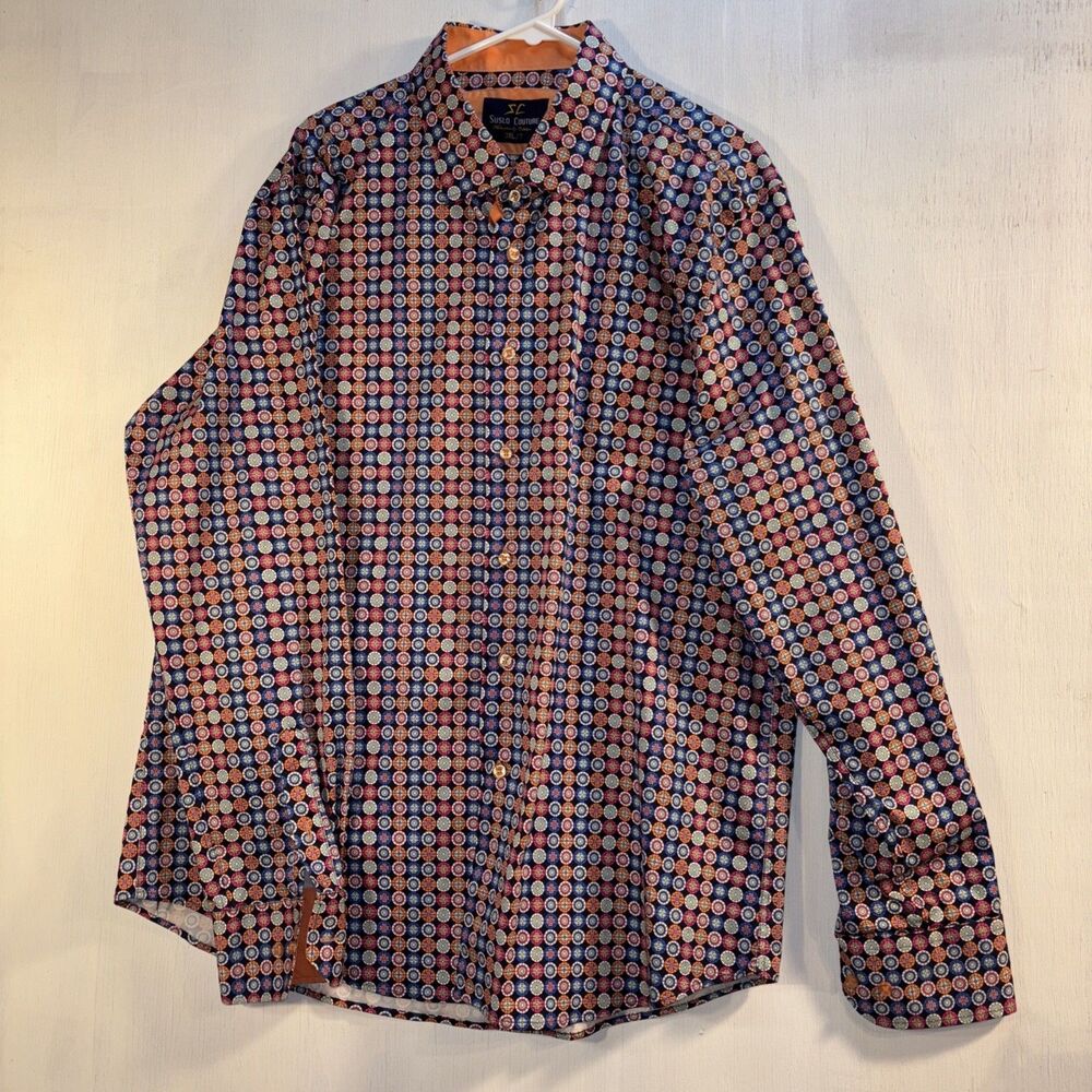 Suslo Couture Shirt 3XL Long Sleeve Button Down Men’s Multicolored Geometric